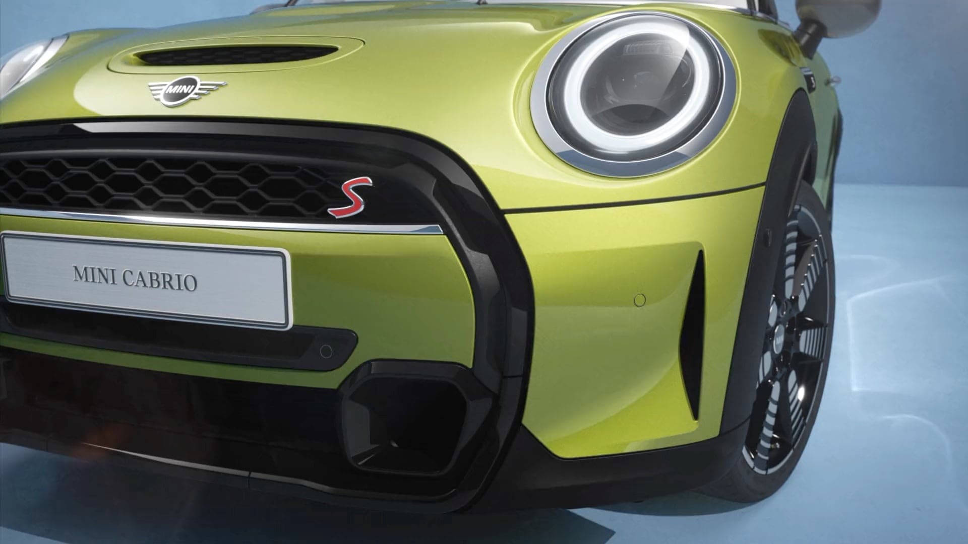 MINI Cabrio – achterzijaanzicht – yellow