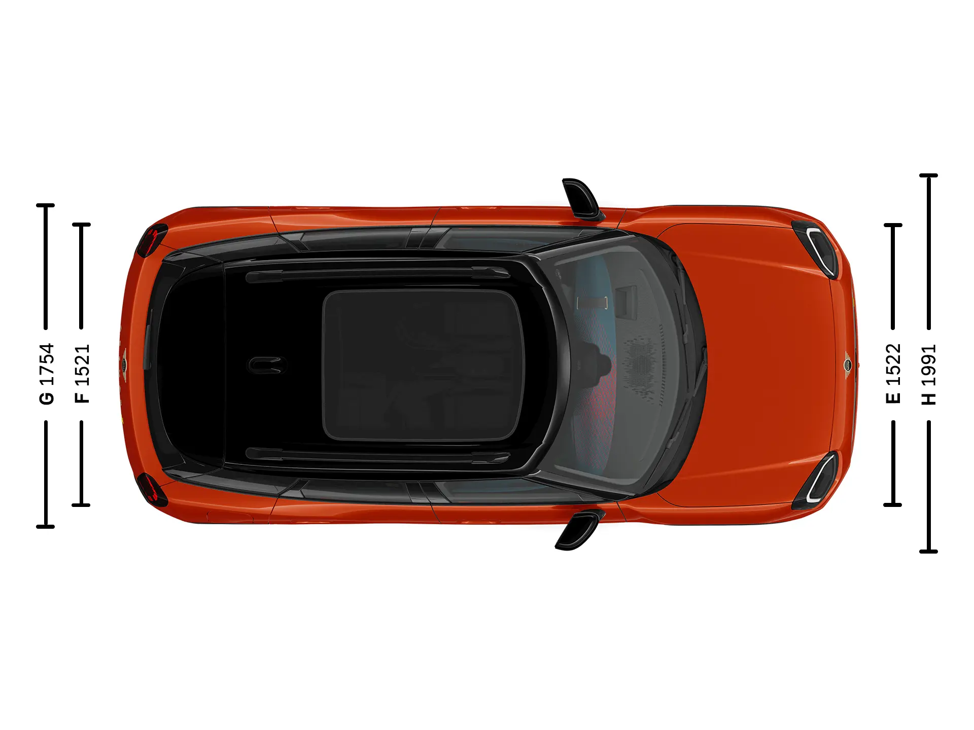 MINI Aceman Electric afmetingen bovenkant
