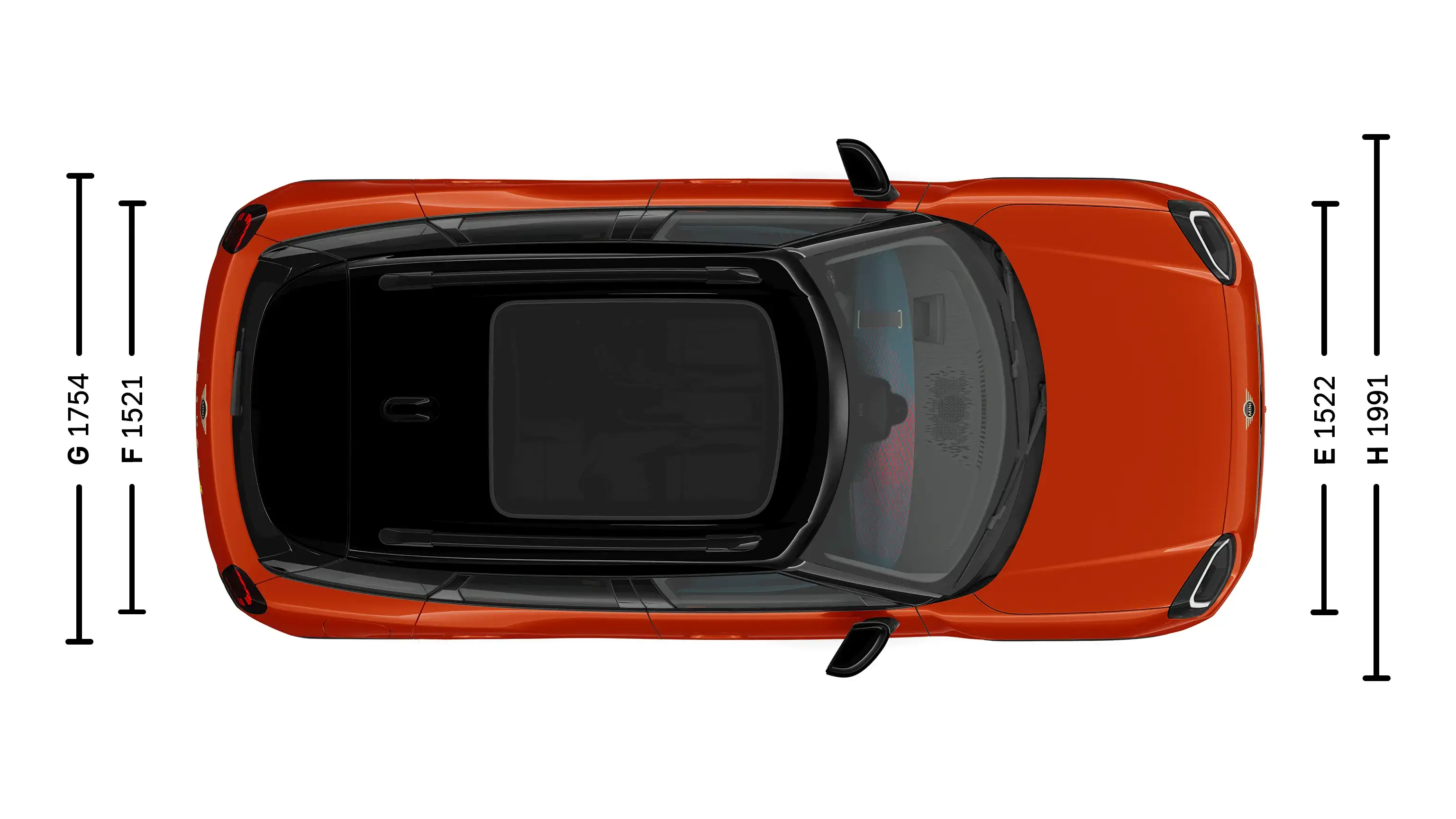 MINI Aceman Electric afmetingen bovenkant