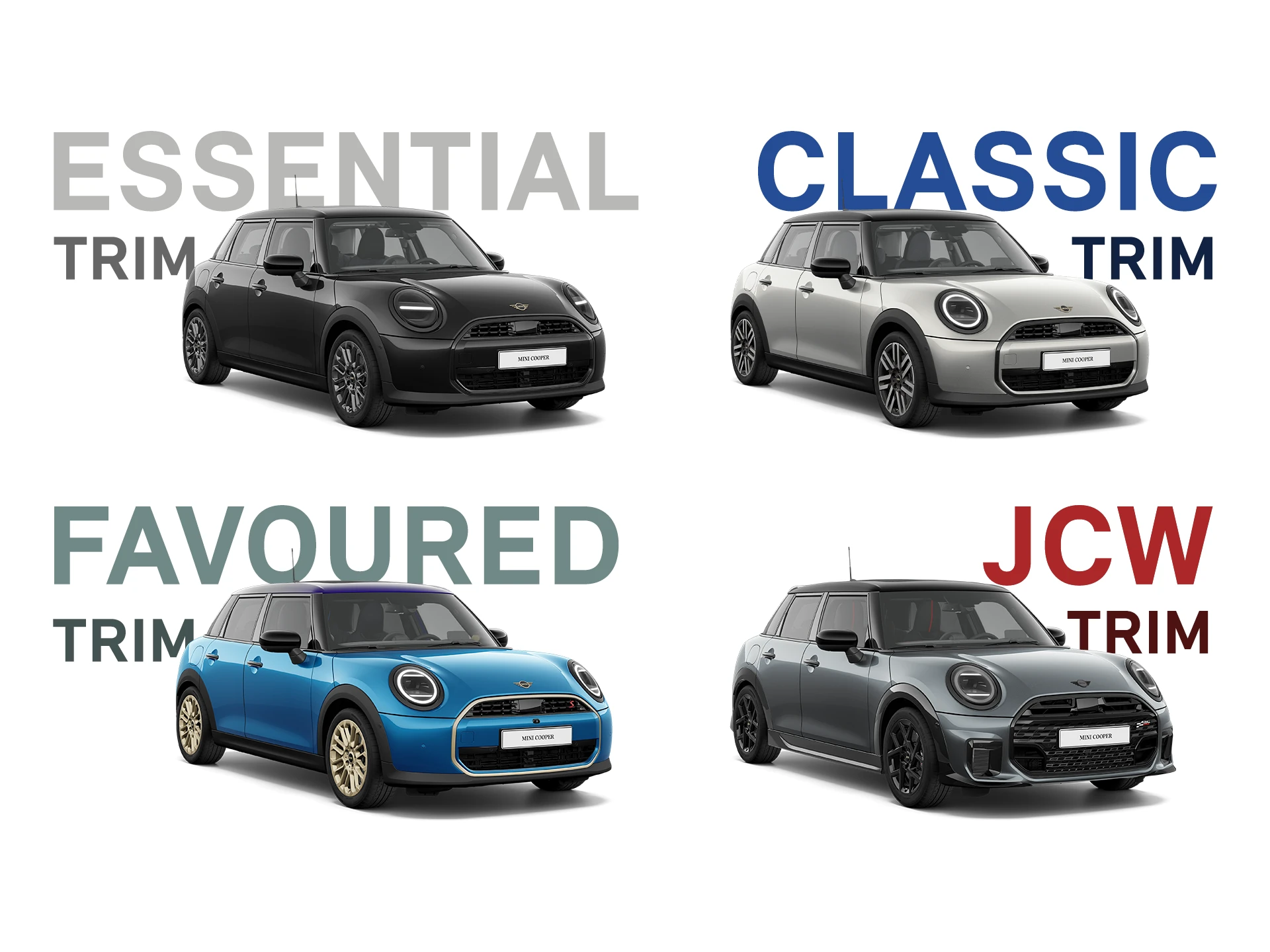 MINI Cooper 5-Deurs - collage van uitvoeringen