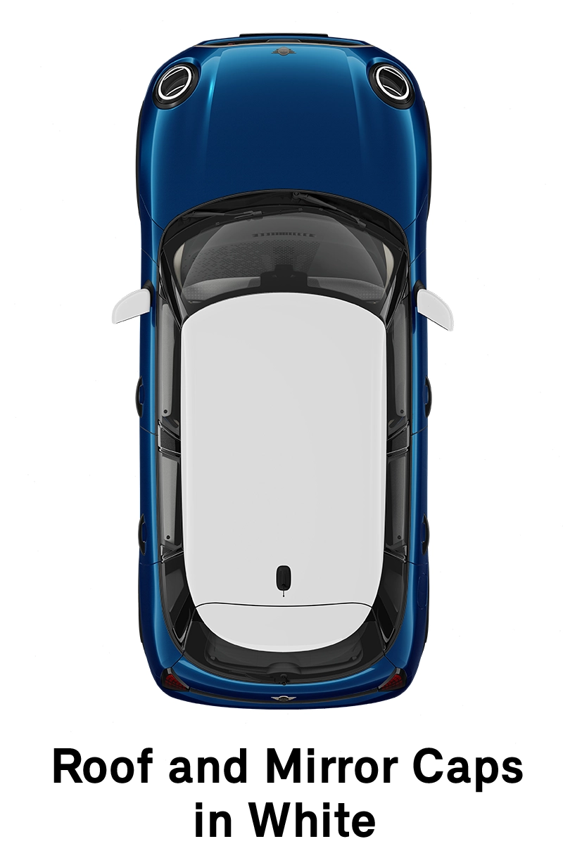  MINI - équipement - coques de toit et de rétroviseurs finition Favoured en blanc