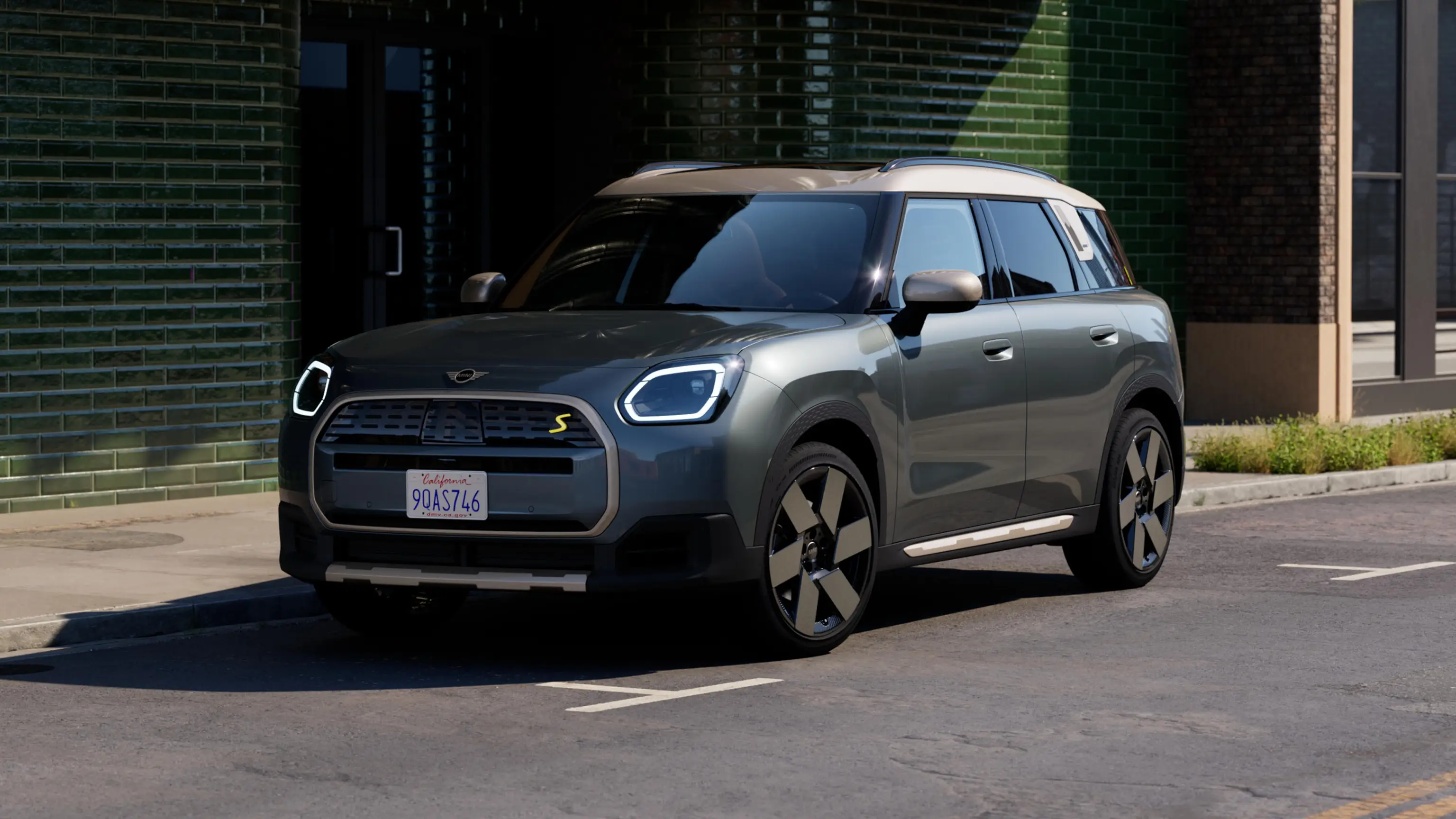 Vidéo montrant en détail l’intérieur et l’extérieur d’une MINI Countryman 100 % électrique. La caméra passe sur le tableau de bord en insistant sur les éléments du design.