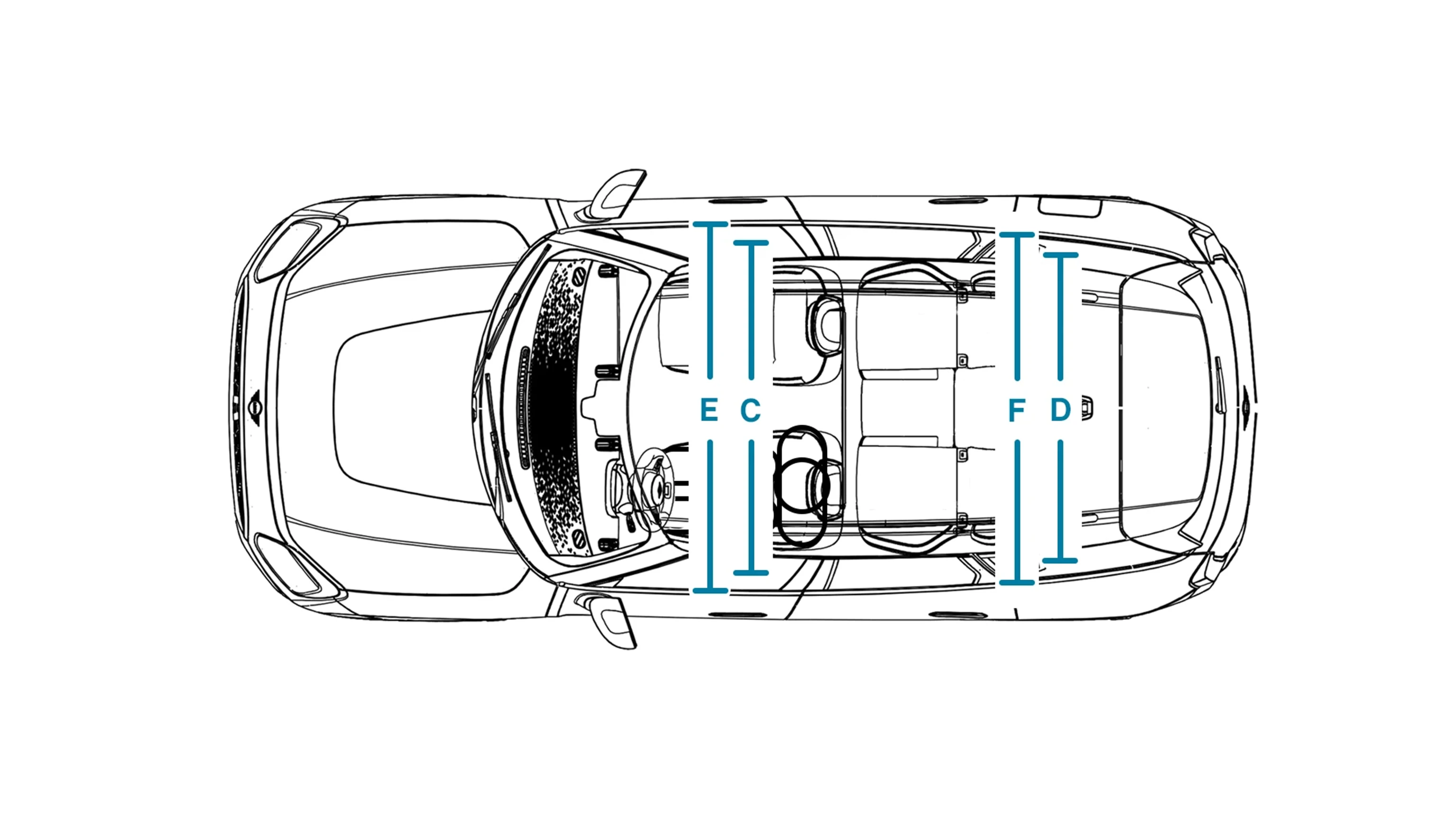 MINI Countryman Electric - afmetingen interieur bovenkant