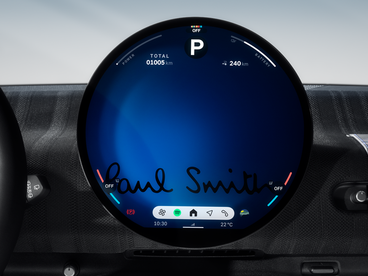Detailweergave van het MINI Paul Smith Edition dashboard en beeldscherm