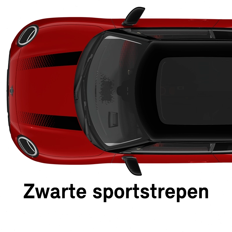  MINI - uitrusting - jcw uitvoering - zwarte sportstrepen