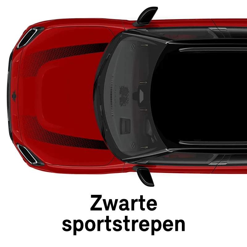 MINI - uitrusting - jcw uitvoering - zwarte sportstrepen