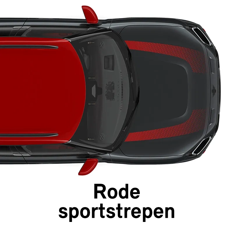 MINI - uitrusting - jcw uitvoering - rode sportstrepen