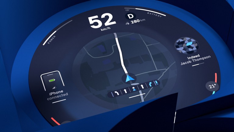  MINI rond display dat de snelheid en het navigatiescherm weergeeft