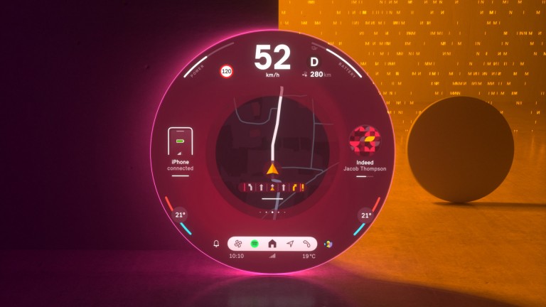 MINI rond display in Vivid Mode met navigatiescherm