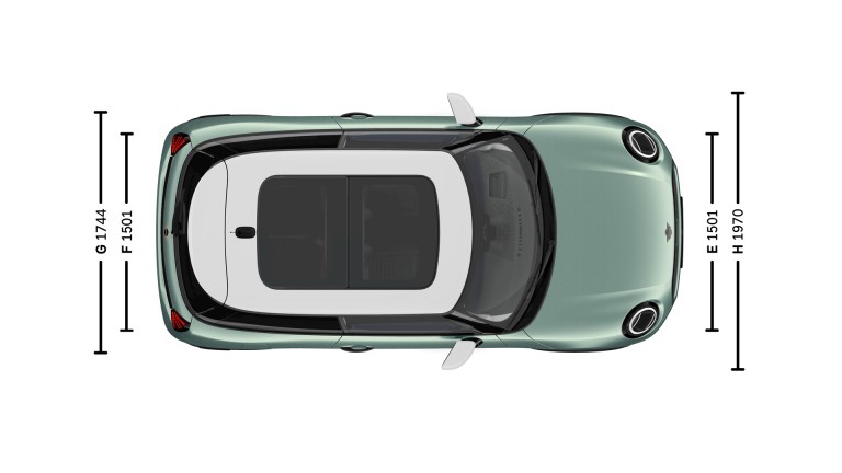 MINI Cooper 3-Deurs - afmetingen - intro afbeelding vogelperspectief